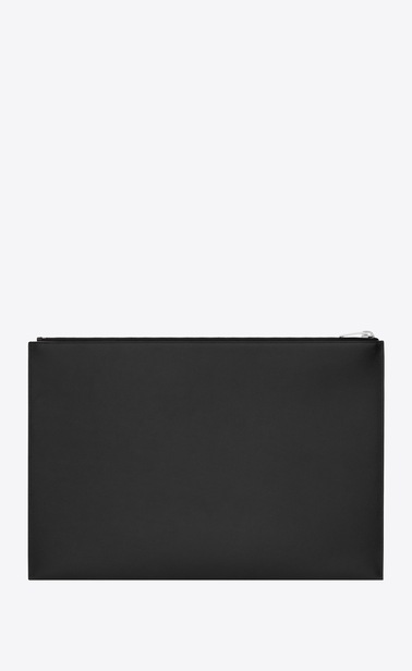 r saint laurent paris dokumentenhalter in schwarzem leder mit struktur
